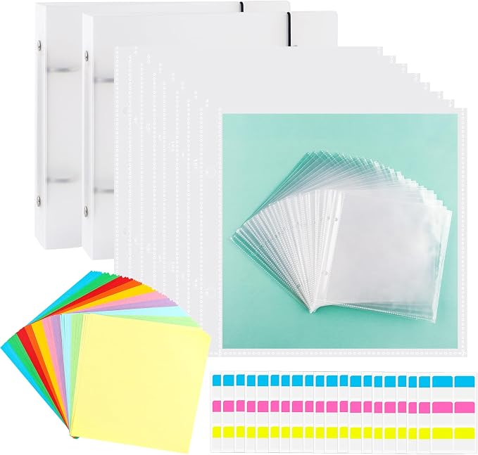 Briartw Cookie Stencil Storage Binder for Storage 6x6 inch Stencils,Die Cuts,DIY Scrapbooking,Clear Stamp,Storage Folder Organizer Include 2 Cover,100 Sleeve,100 Backing Paper and 20 Divider Tabs by Briartw
