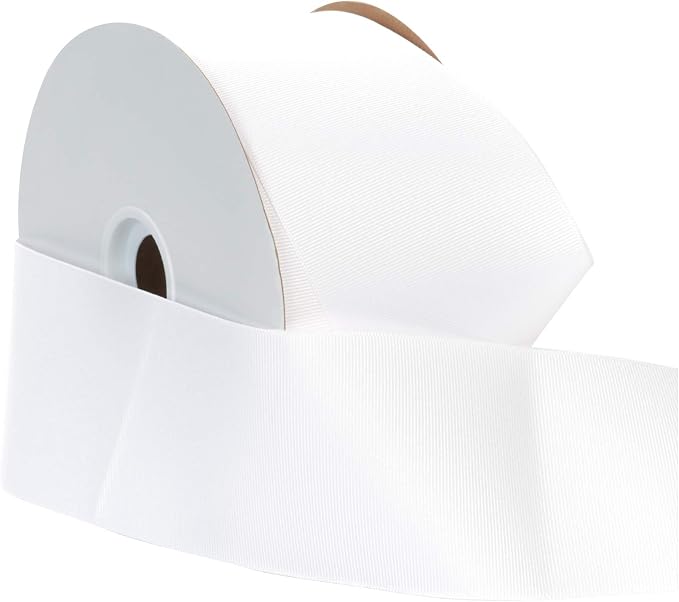 Berwick Offray 3" Grosgrain Ribbon, White, 50 Yards - Image 2