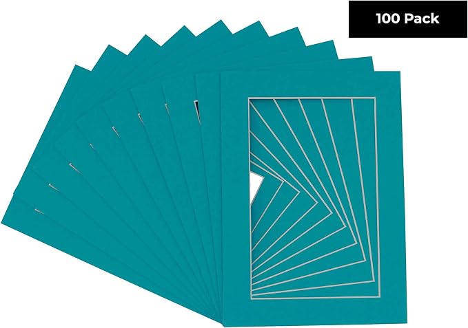 8x12 Mat for 11x14 Frame - Precut Mat Board Acid-Free Show Kit with Backing Board, and Clear Bags Teal Blue 8x12 Photo Matte Made to Fit a 11x14 Picture Frame Matboard for Framing, Pack of 100 Mats - Image 2