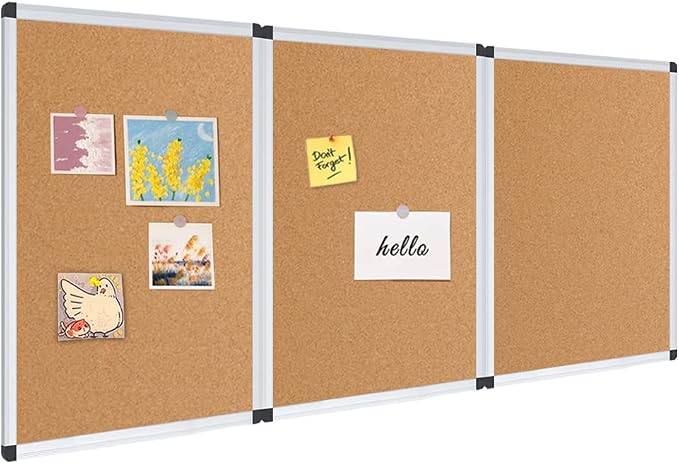 VIZ-PRO Cork Notice Board, 24 X 18 Inches, 3 Pack, Silver Aluminium Frame by VIZ-PRO