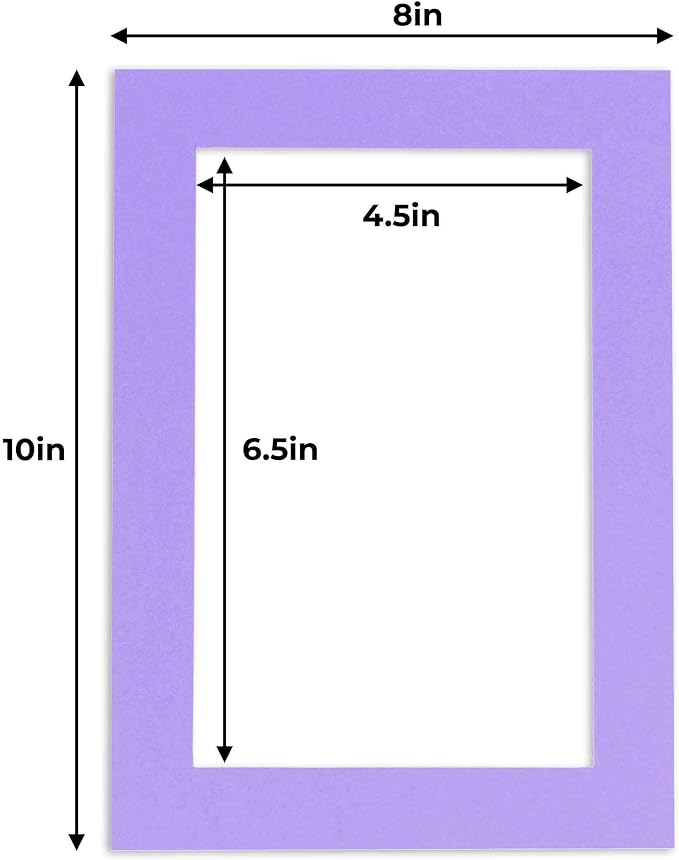 5x7 Mat for 8x10 Frame - Precut Mat Board Acid-Free Show Kit with Backing Board, and Clear Bags Light Purple 5x7 Photo Matte Made to Fit a 8x10 Picture Frame Matboard for Framing, Pack of 1 Mat - Image 4