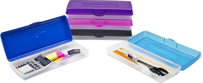 Storex Stretch Pencil Box, 5.6 x 13.4 x 2.52 Inches, Assorted Colors, Color Assortment Will Vary, Case of 12 (61620U12C) - Image 2