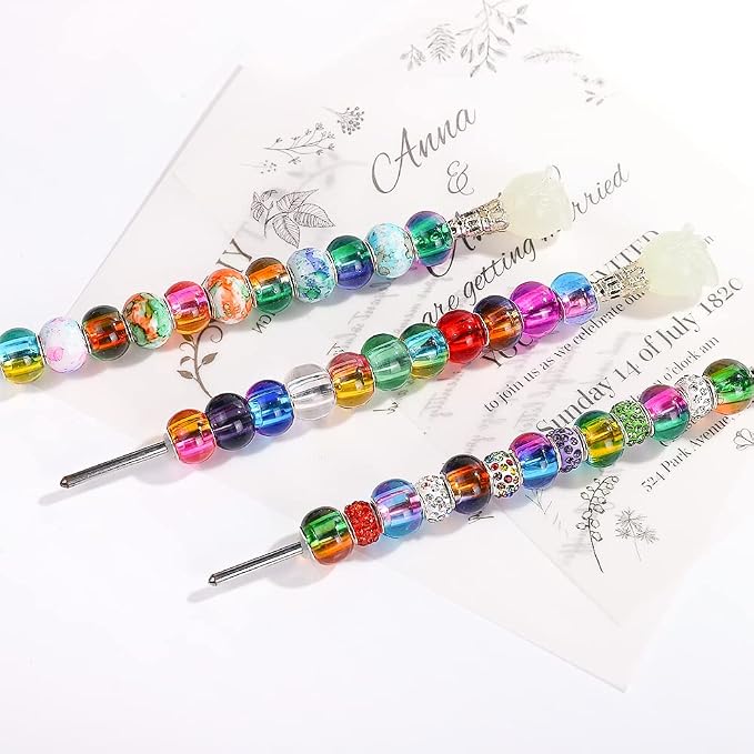 Aipridy European Large Hole Beads, Colorful Glass Charm Beads Set, Assorted Patterns and Designs Rhinestone Craft Beads for DIY Bracelet Jewelry Making (100, Pack by Style-Colored Glaze) - Image 5