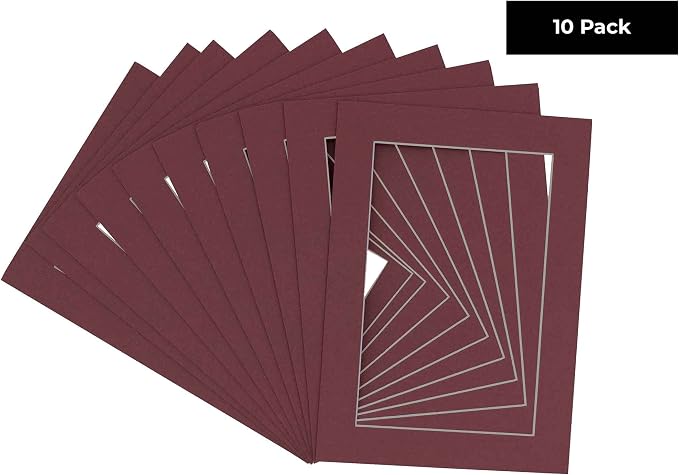 11x14 Mat for 12x16 Frame - Precut Mat Board Acid-Free Show Kit with Backing Board, and Clear Bags Maroon 11x14 Photo Matte Made to Fit a 12x16 Picture Frame Matboard for Framing, Pack of 10 Mats - Image 2
