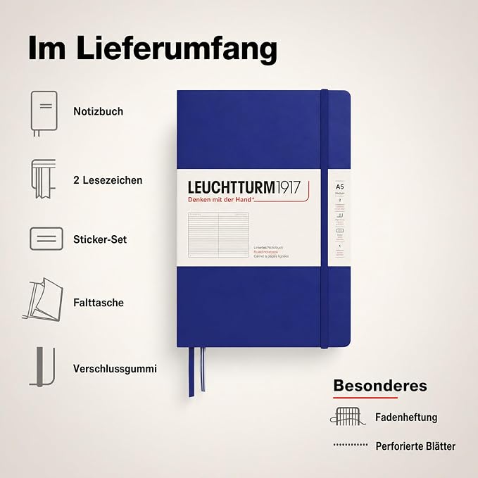 LEUCHTTURM1917 - Notebook Hardcover Medium A5-251 Numbered Pages for Writing and Journaling (Ink, Ruled) - Image 7