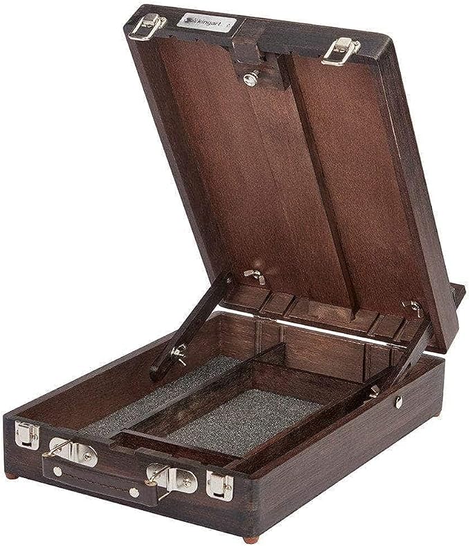 KINGART Adjustable Wood Table Sketchbox Easel, Premium Beechwood Espresso Stain - Portable Artist Desktop Storage Case, Hold All Supplies - Image 2