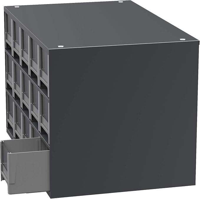 Akro-Mils Steel Garage Storage Cabinet, Small Parts Organizer Metal Cabinet for Hardware, Nails, Screws, Bolts, Nuts, and More, 17" W x 11" D x 11" H, 15-Drawer, Gray Cabinet/Gray Drawers (19715) - Image 4