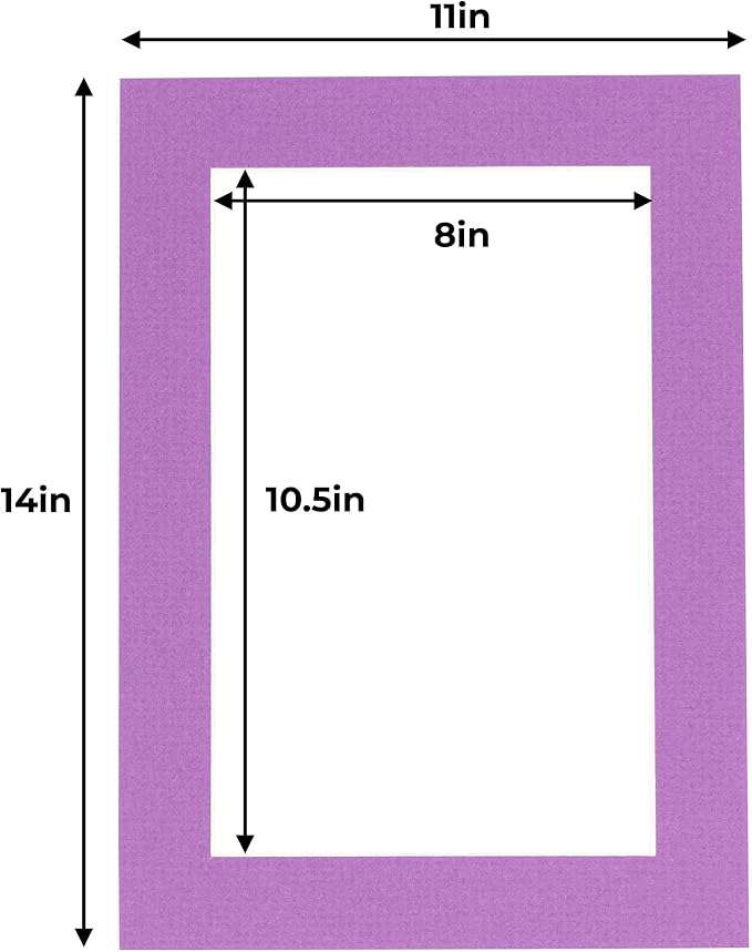 8.5x11 Mat for 11x14 Frame - Precut Mat Board Acid-Free Dark Purple 8.5x11 Photo Matte For a 11x14 Picture Frame, Premium Matboard for Family Photos, Show Kits, Art, Picture Framing, Pack of 1 Mat - Image 3