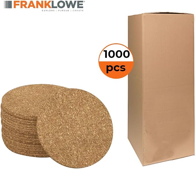 Flowe Cork Tiles, Self-Adhesive Backing for Coasters, Tiles, Wall Bulletin Boards, Natural, 4" Diameter (1000) - Image 6