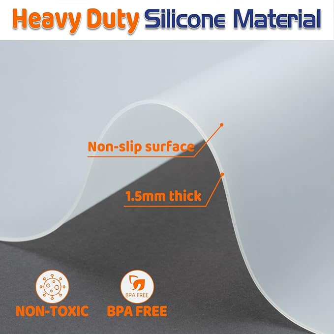 Warome Silicone Mat, 78.7”x 23.6” Heat Resistant Mats for Countertop, Extra Large Kitchen Counter Protector, Cuttable Counter Mat for Crafts- White Translucent - Image 4
