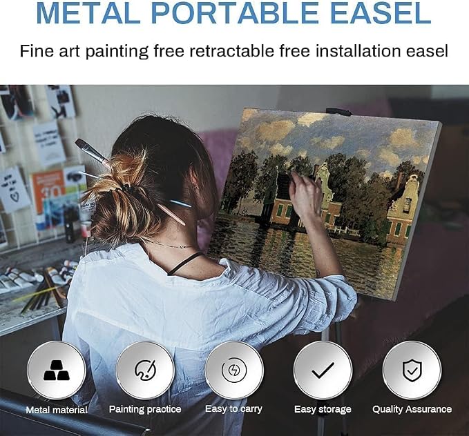RRFTOK Easel Stand for Painting and Sign, Adjustable 17-66 Inch | Portable aluminum tripod art easel for display stand, poster stand, canvas holder, adults, floor use and carry bag - Image 2