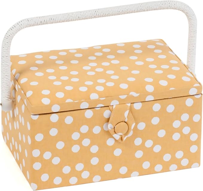 Hobby Gift Medium Sewing Box Organiser | Fabric Covered Storage Box, Handle, Internal Tray, Pin Cushion and Pocket, For Sewing, Quilting and Knitting Supplies by HobbyGift