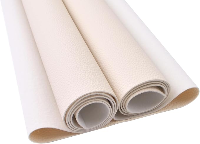 5 Yards 54" x 180" Soft Faux Leather Fabric Cream Fake Leather Fabric Upholstery Vinyl for Sofa Bags Chairs Car Seats DIY Crafts by Bobeey