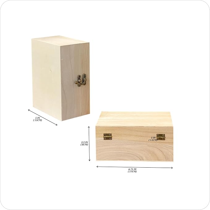 Cregugua 24-Pack Unfinished Wooden Box with Lid Rectangle Crafts Wood Box for Homemade DIY (5 x 6.7 x 3.1 In) - Image 2