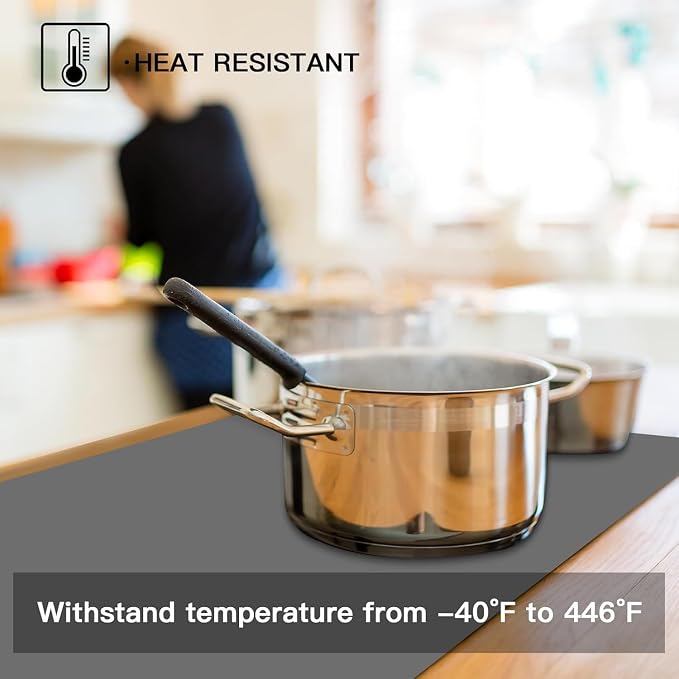 Largest Silicone Mats for Kitchen Counter, 120" x 24" Extra Large Heat Resistant Counter Mat, Kitchen Island Waterproof Thicken Non-slip Countertop Protector Mat, Multipurpose Mats, Black - Image 6