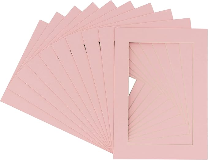 8x10 Mat for 12x16 Frame - Precut Mat Board Acid-Free Show Kit with Backing Board, and Clear Bags Soft Pink 8x10 Photo Matte Made to Fit a 12x16 Picture Frame Matboard for Framing, Pack of 25 Mats - Image 3
