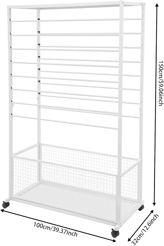 Ribbon Holder Organizer Rack, 16-Layer Ribbon Holder with Wheels | Double-Sided 16-Layer Ribbon Holder with Wheels, Wrapping Paper Ribbon Display Rack Storage Shelf for Craft Room - Image 3