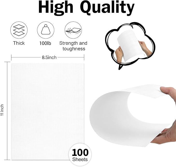8.5x11 Linen Cardstock Textured Paper White 100lb | Goefun Heavy Duty Linen Letter Paper, Thick Card Stock White Printable for Invitations, Resume, Letter, Cardmaking, 100 Pack - Image 2