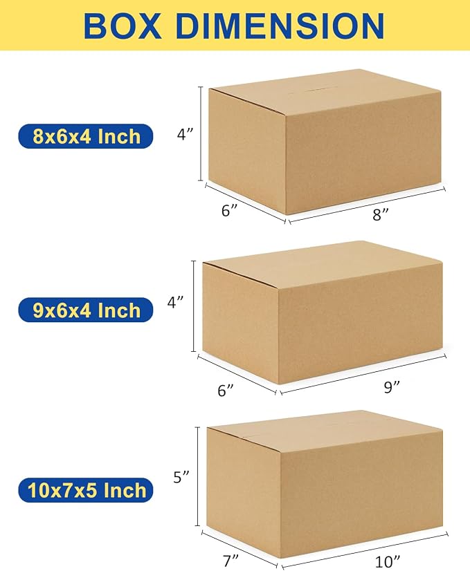 Assorted-Sizes-Shipping-Boxes-45-Pack: 8x6x4 & 9x6x4 & 10x7x5 Small-Shipping-Boxes-Mailers, Brown Corrugated-Cardboard-Boxes-for-Packing-Small-Business Mailing - Image 2