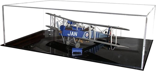 Better Display Cases Clear Acrylic Model Plane 20" x 14" x 6" Display Case with Black Base (A071/BK10)