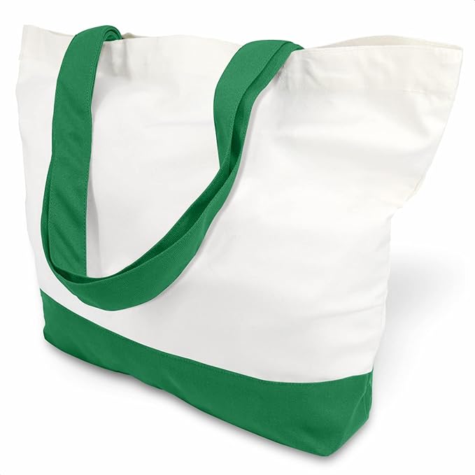 TOPDesign 1-Pack Super Strong Large 12oz Cotton Canvas Tote Bag, Reusable Grocery Shopping Cloth Bag, Fashionable Two-Tone Tote for Crafts, DIY Your Creative Designs by TOPDesign