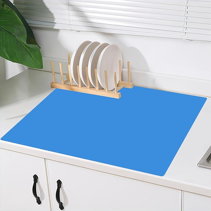 2MM Super Thick Large Silicone Mat, 23.6"x23.6"(60cmx60cm) Silicone Mats for Kitchen Counter, Non-slip Heat Resistant Mat, Waterproof Countertop Protector Mats (Bright Blue) by Goldleaf