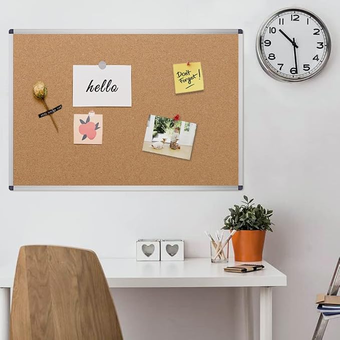 VIZ-PRO Cork Notice Board, 18 X 12 Inches, Cork Bulletin Board with Silver Aluminium Frame - Image 6