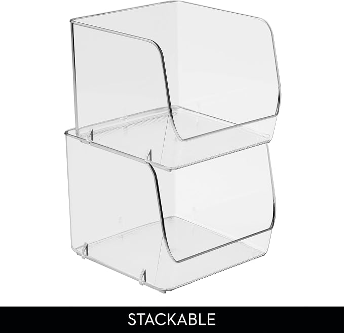 iDesign Stackable Open-Front Storage Bins, Set of 3, Clear | Kitchen and Pantry Organization - Image 5