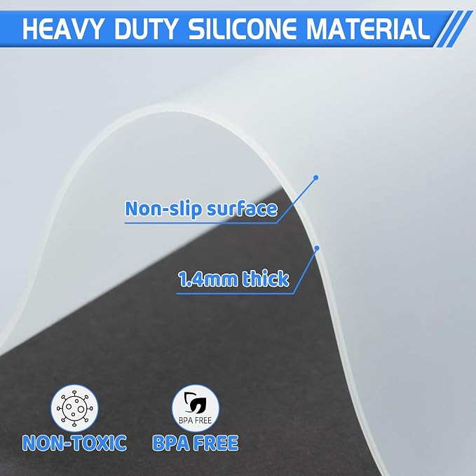 Warome Silicone Mat,36"x 23.6" Table Protector Craft Mat for Painting, Clay, Projects, Arts and Crafts, Soldering and Resin, No Creases Counter Mat-White Translucent - Image 4