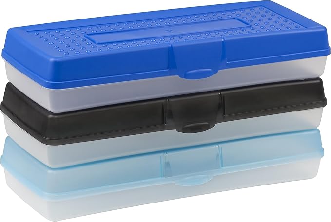 Storex Stretch Pencil Box, 5.6 x 13.4 x 2.52 Inches, Assorted Colors, Color Assortment Will Vary, Case of 12 (61620U12C) by Storex