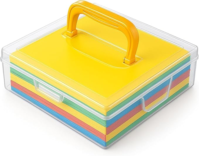 JapanBargain, 2-Pack Japanese Origami Paper Storage Box, Fits 6-inch Folding Paper up to 400 Sheets, Clear Plastic Craft Organizer for Cardstock, Stamps, Sewing Kit Tools, Made in Japan by JapanBargain