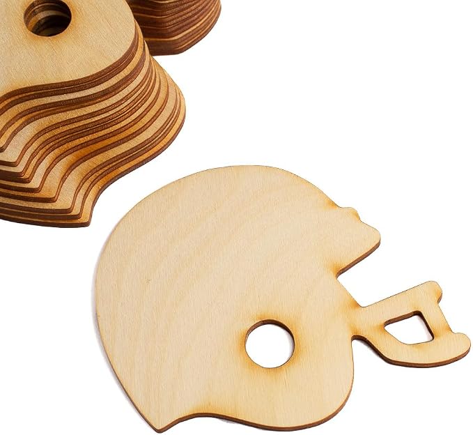 Pack of 24 Unfinished Wood Football Helmet Cutouts by Factory Direct Craft - Blank Wooden Sports Team Banquet Mascot Cheerleader Art and Craft Activities (Size: 4-1/2" x 3-3/4") - Image 5
