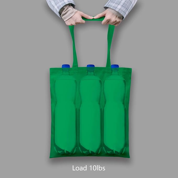 TOPDesign 24-Pack Economical 16"x15" Kelly Green Cotton Tote Bag, Lightweight Medium Reusable Grocery Shopping Cloth Bags, Suitable for DIY, Advertising, Promotion, Gift, Activity - Image 2