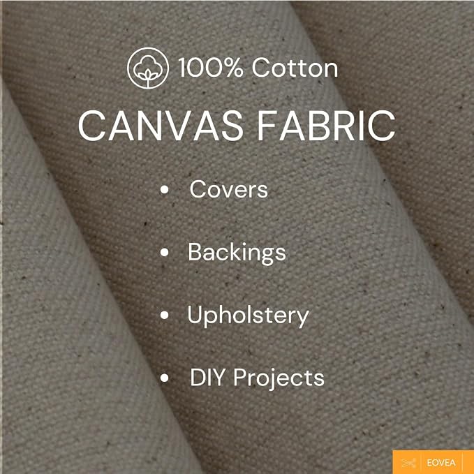 EOVEA | Canvas Fabric by The Yard - Cotton Duck, Heavy Duty, Natural, 62'' Wide & Breathable Material Bags, Crafts, Projects,Covers,Placemats(12oz Natural, 4 Yard) - Image 3