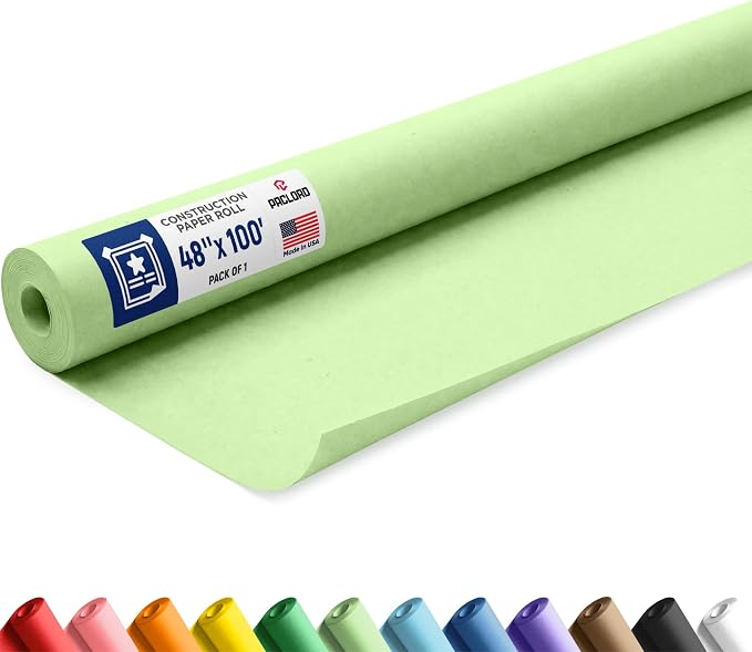 Light Green Construction Paper Roll 48" x 100 ft – Made in USA – 48" Bulletin Board Paper for Classroom & School, Teachers & Kids | Bulletin Board Paper for Classroom, School Projects, Arts & Crafts, DIY Decorations, Kids Gift & Flower Wrapping by Paclord