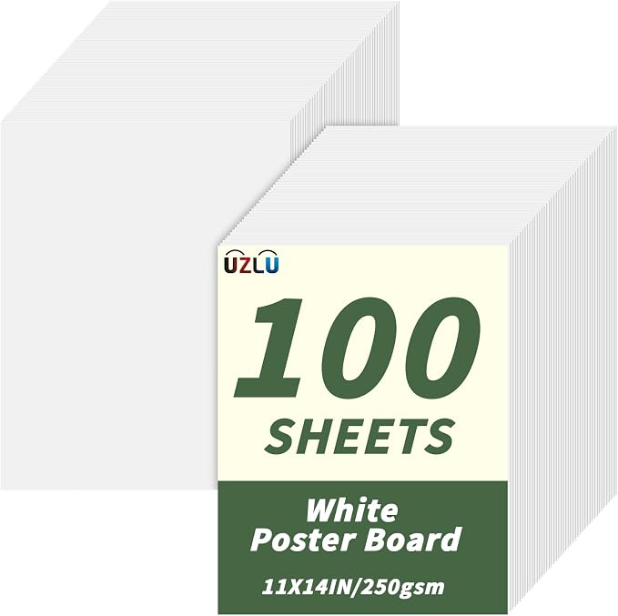100 Pcs 11 x 14 In Poster Board White Poster Board Paper Bulk 250 GSM Thickness Vision Boards Smart PosterBoard for Drawing School Arts Craft Projects Presentations Scrapbooking Blank Graphic Display by UZLUbuywithconfidence
