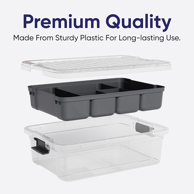 Superio Storage Container Organizing Bin with Removable Tray Plastic Tools, Sewing, Crafts Box, 7.5 Qt. - Image 3