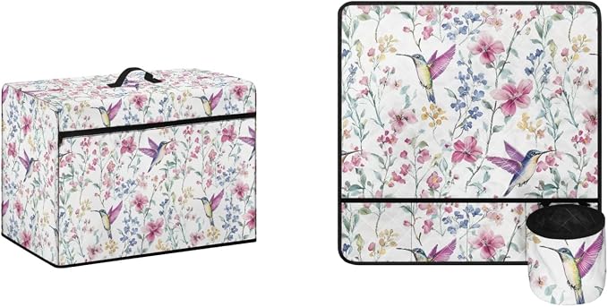 Hummingbird Sewing Machine Mat & Dust Cover With Side Handle - Reduces Vibration, Noise, Movement - Dust Resistant, Machine Washable by Kathyboom