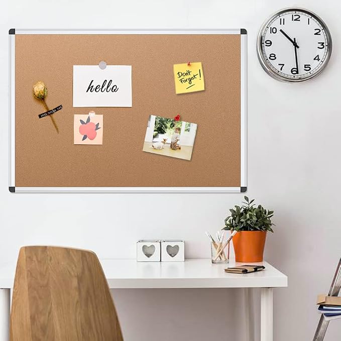 VIZ-PRO Cork Notice Board, 36 X 24 Inches, Silver Aluminium Frame - Image 6