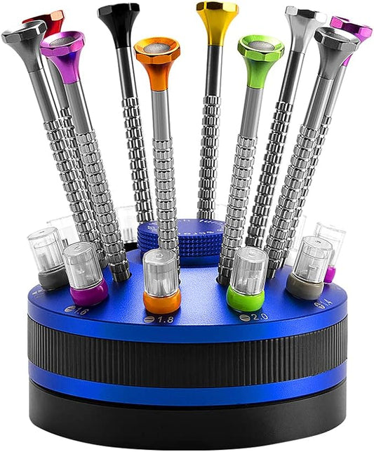 10 pcs Precision Slotted And Phillips Watch Screwdriver Set Different Sizes With 20 Extra Replace Blades Watchmaker Screwdriver Set for Watch,Jewelry,Eyeglass