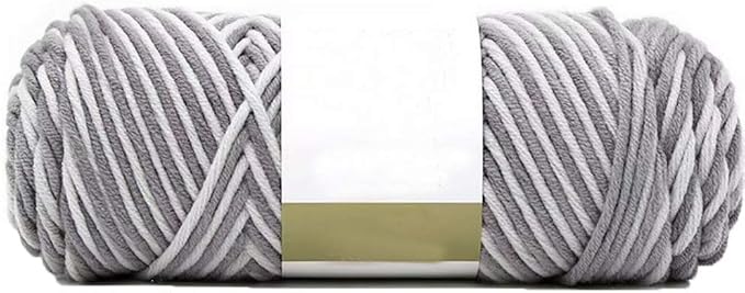 Medium Gray Soft Cotton Crochet Knitting Yarn - 500g/1.1lb Rainbow Gradient DIY Hand Knit Worsted Yarn - Super Soft & Warm for Sweater, Bag, Hat & Scarf by Unknown