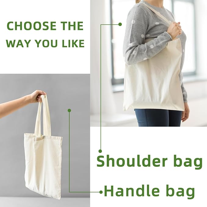 HECTOLIFE 6/12/24/48/ 96 Pack Canvas Tote Bags,Reusable Blank Canvas for Shopping Bags - Image 4