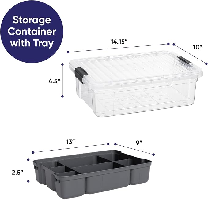 Superio Storage Container Organizing Bin with Removable Tray Plastic Tools, Sewing, Crafts Box, 7.5 Qt. - Image 2