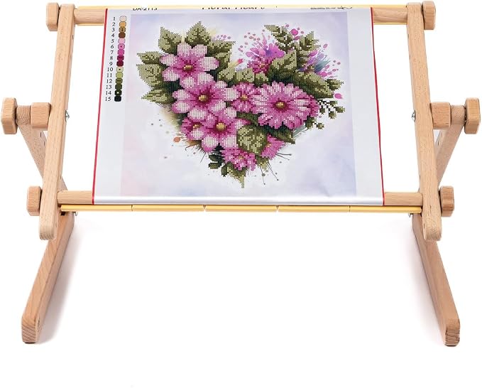 Needlework Table and Lap Hands-Free Stand with Adjustable Frame Chaffinch Tapestry Cross Stitch Embroidery Frame Holder (Beige, 11.8" x 15.7") - Image 5