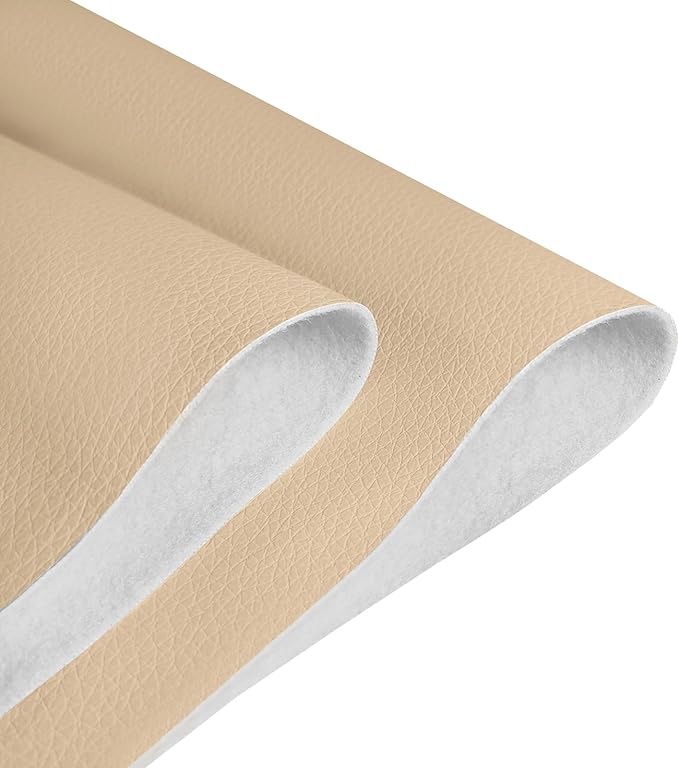 Faux Leather Fabric, 54"x72" Thick Durable Synthetic Upholstery Lychee Texture Leather Vinyl, Soft Smooth Waterproof,Replacement Renovate for Wallets, DIY Projects, Furniture 2 Yard-Beige by AOOTOOLINK