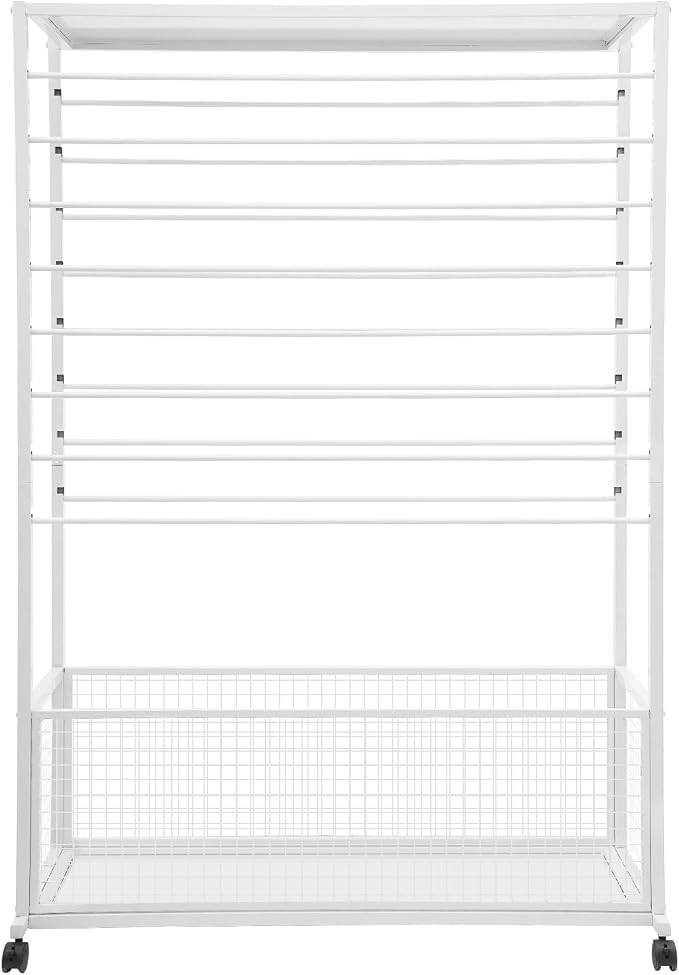 Ribbon Holder Organizer Rack, 16-Layer Ribbon Holder with Wheels | Double-Sided 16-Layer Ribbon Holder with Wheels, Wrapping Paper Ribbon Display Rack Storage Shelf for Craft Room - Image 4