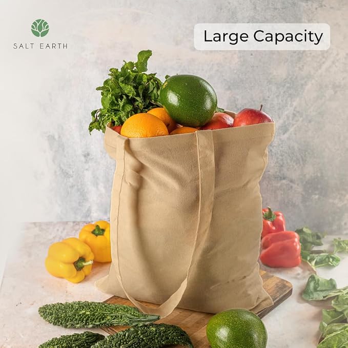Salt Earth 5|6|12|24|48|100|200 Pack ToteBags Bulk Reusable Totes Grocery Shopping Cloth Bags DIY Promotion Gift Beach Travel - Image 3