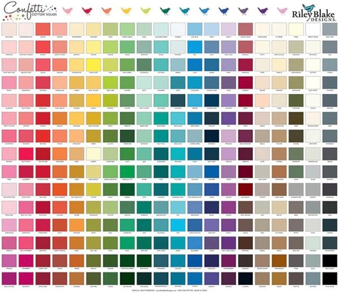 Riley Blake Designs (RBD) Confetti Cotton Solids, Premium Quilting Fabric, Perfect for Quilting, Apparel, Crafting, Home Decor, Sewing Projects and More… (Swatch Panel) by Unknown