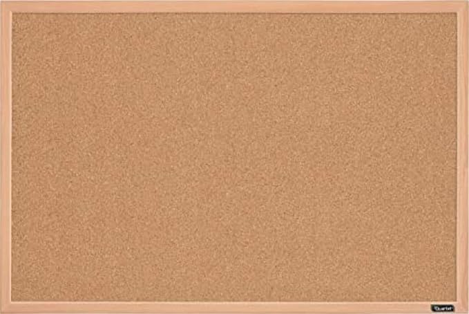Quartet Cork Board Bulletin Board, 23" x 35" Framed Corkboard, Oak Frame, Decorative Hanging Pin Board, Perfect for Office & Home Decor, Home School Message Board or Vision Board (35-380352) by Quartet