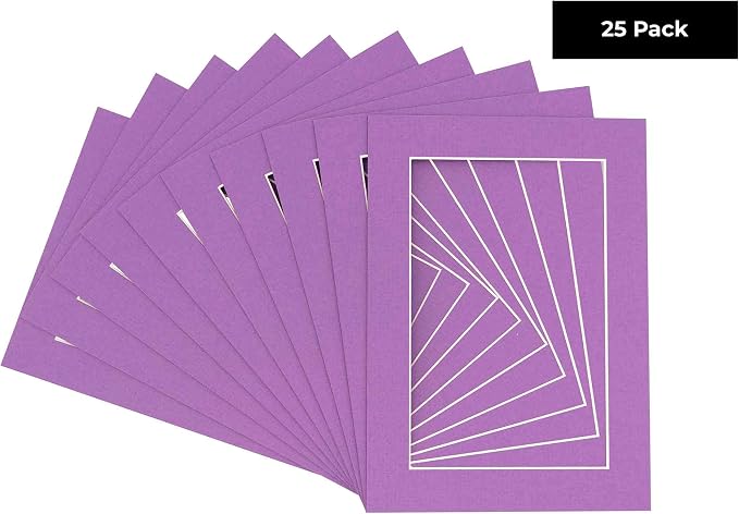 8x10 Mat for 12x16 Frame - Precut Mat Board Acid-Free Show Kit with Backing Board, and Clear Bags Dark Purple 8x10 Photo Matte Made to Fit a 12x16 Picture Frame Matboard for Framing, Pack of 25 Mats - Image 2